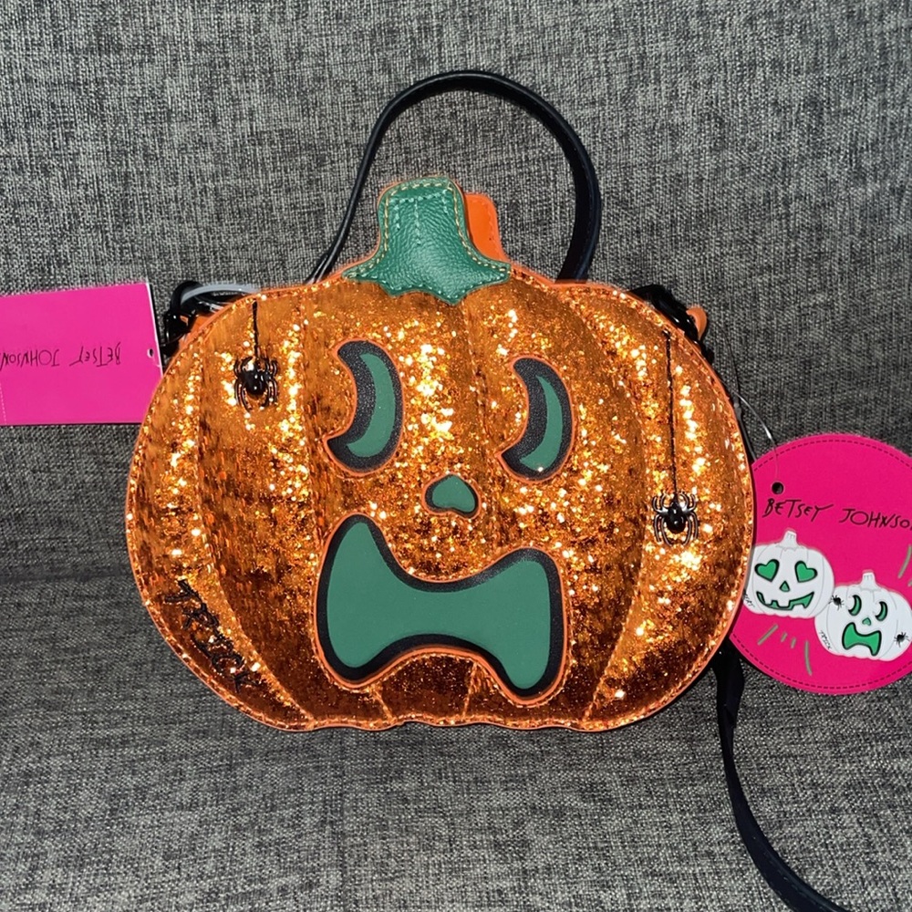 Glow in the dark double sided Pumpkin Glitter crossbody bag - Picture 3 of 6